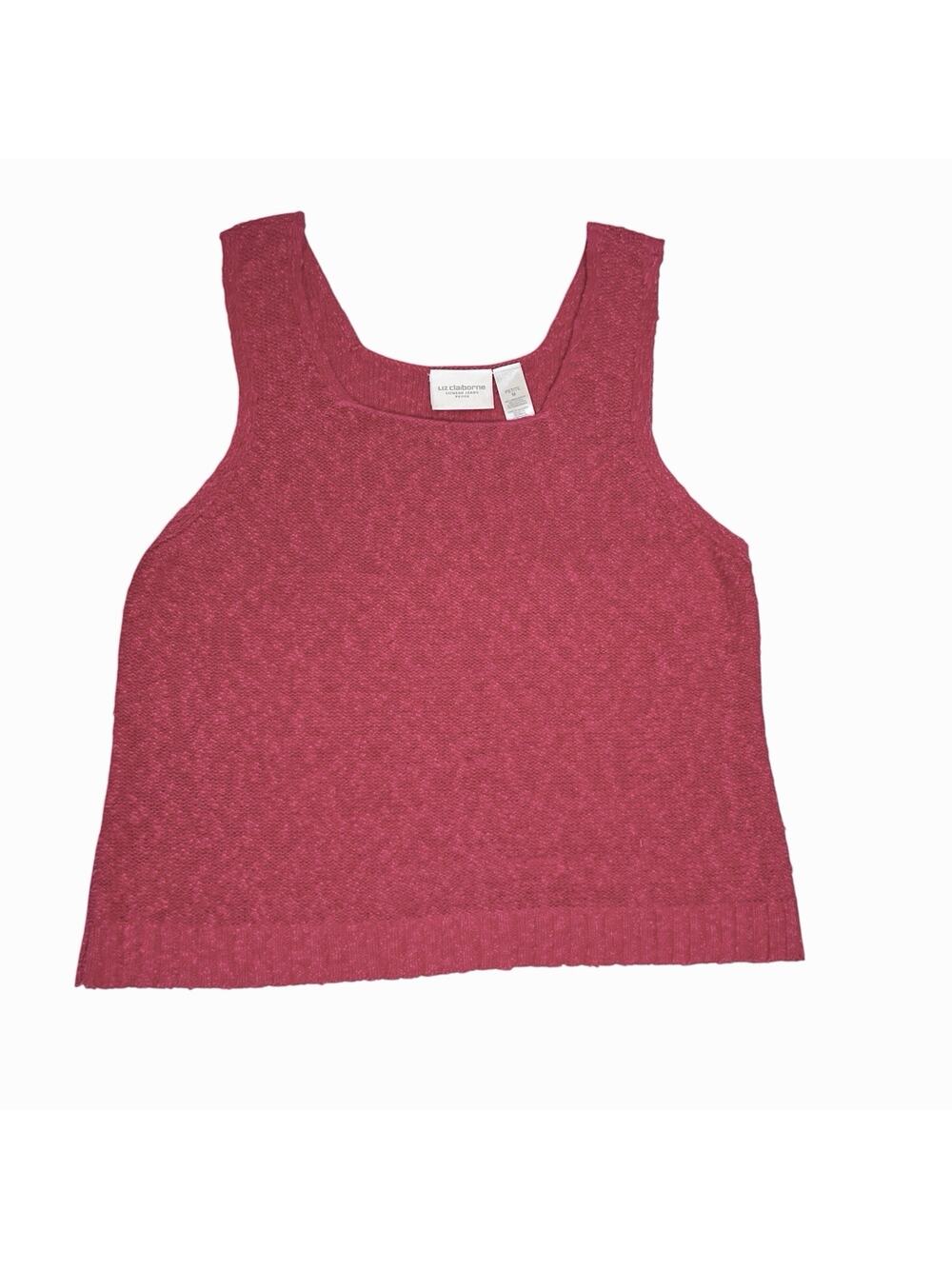 Liz Claiborne Sweater Tank Top Women Size Petite Medium Nubby Raspberry Pink Vtg